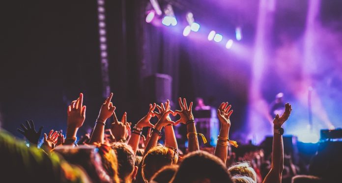 Hands of the crowd at a concert