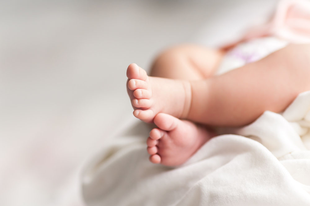 macro photo of newborn feet