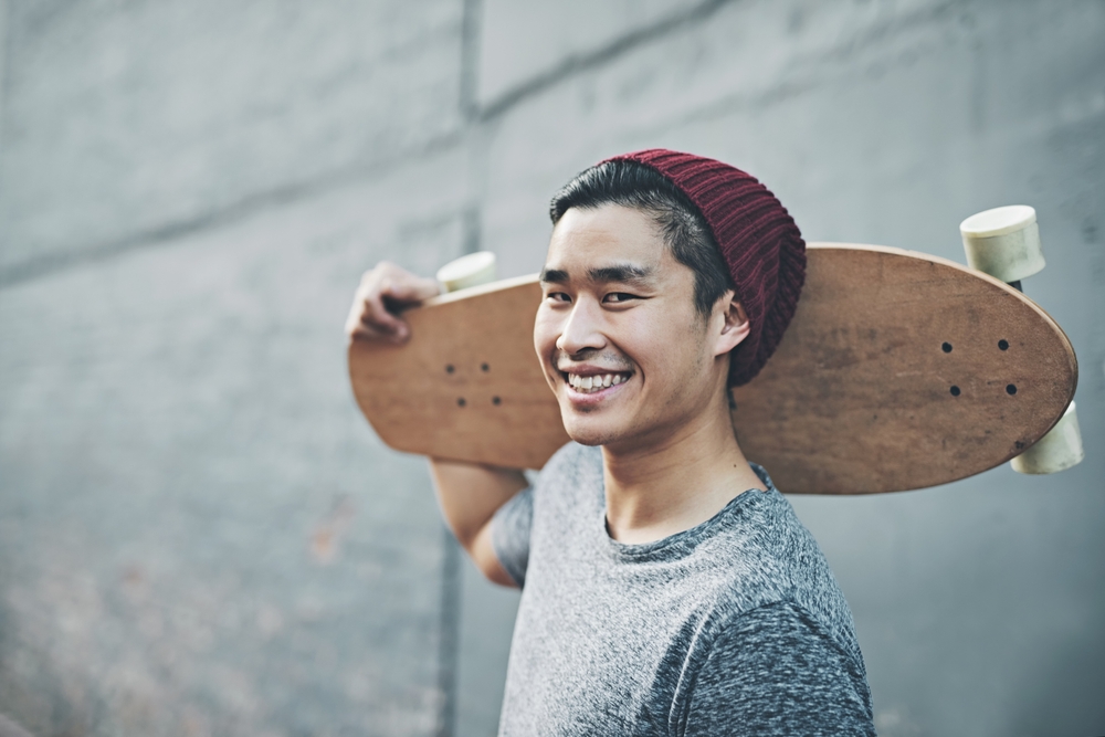 Man with skateboard