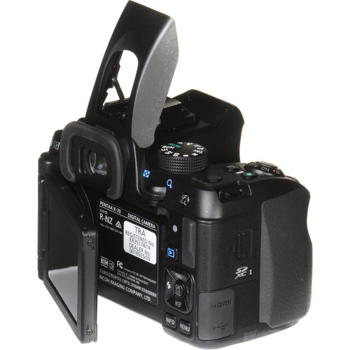 Pentax K-70 with screen and flash open