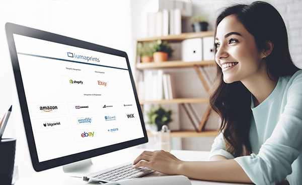 woman using Luma Prints website 
